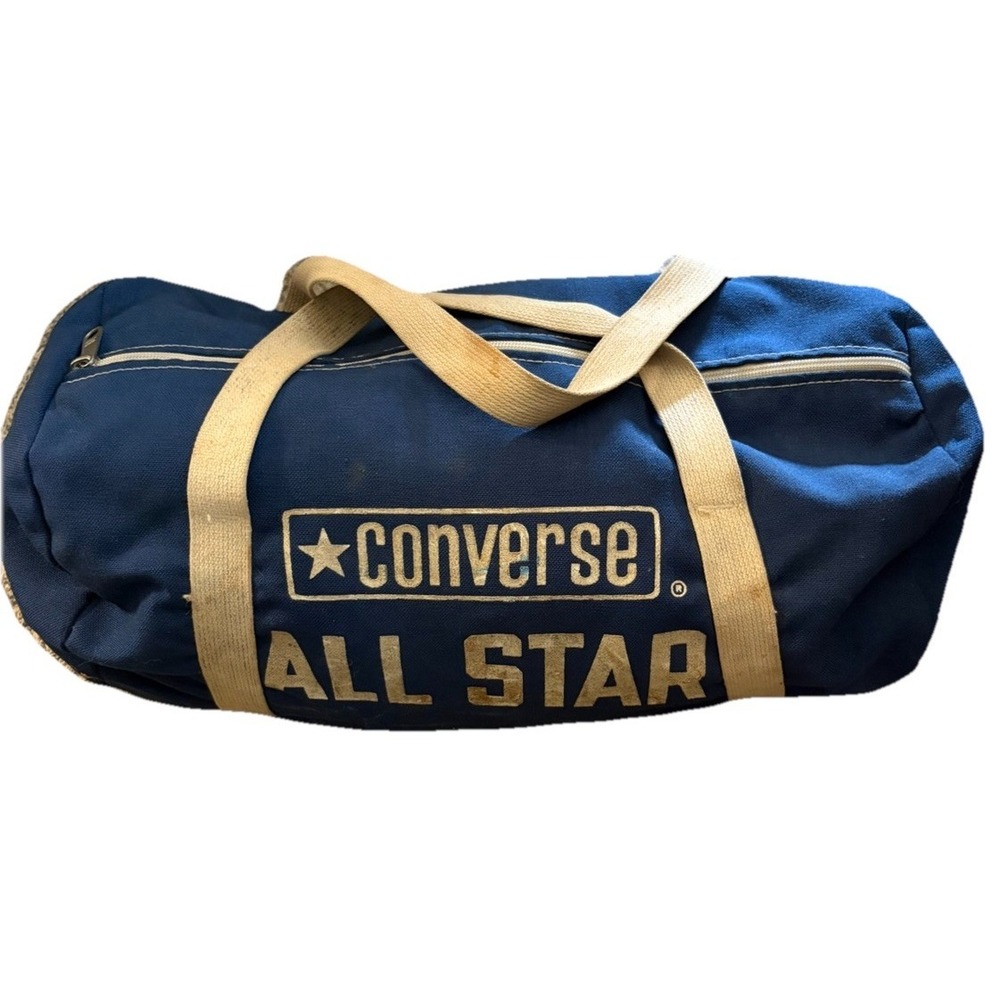 Vintage Converse All Star Blue Canvas Duffel Gym Bag Athletic Travel Retro